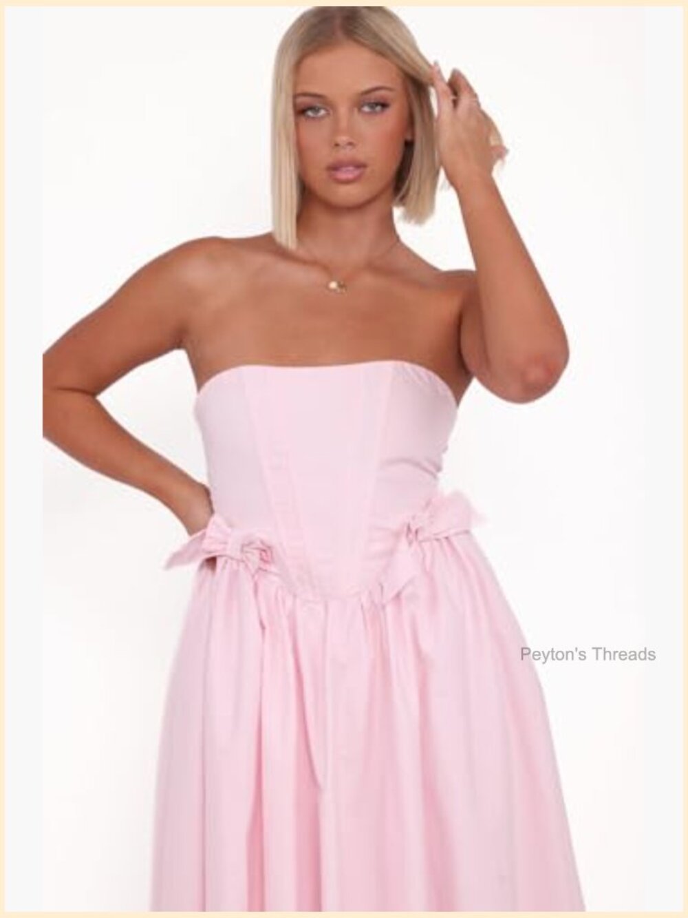 Strapless Midi Dress with Boned Bodice and Back Corset Tie - Picture 4 of 4